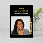Invitation En Aluminium Photo 21e anniversaire Black Gold (Debout devant)