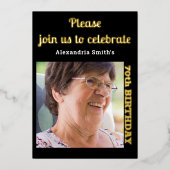 Invitation En Aluminium Photo 70th Birthday Black Gold (Recto)
