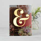 Invitation En Aluminium Photo Ampersand Vellum Overlay Style Enregistrer l (Debout devant)