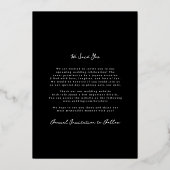 Invitation En Aluminium Photo Arc Élégante manuscrite Noir et Or Réel (Verso)
