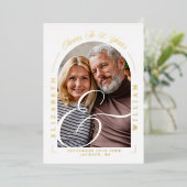 Invitation En Aluminium Photo Arch Calligraphie 50e anniversaire de Mariag (Debout devant)