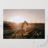 Invitation En Aluminium Photo Blanc Élégant Le Mariage Gold Enregistrer La (Recto)