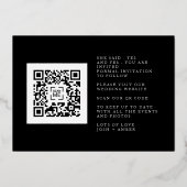 Invitation En Aluminium Photo Blanc Élégant QR Code Or Enregistrer La Date (Verso)