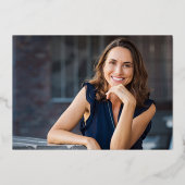 Invitation En Aluminium Photo Blue Gold Doctorat (Verso)