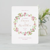 Invitation En Aluminium Photo Blush Pink Botanical Wreath Mariage (Debout devant)