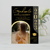 Invitation En Aluminium Photo bold 2023 arch graduation noire (Debout devant)