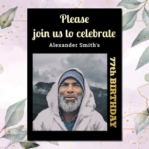 Invitation En Aluminium Photo Chaque année Anniversaire Black Gold