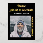 Invitation En Aluminium Photo Chaque année Anniversaire Black Gold (Recto)