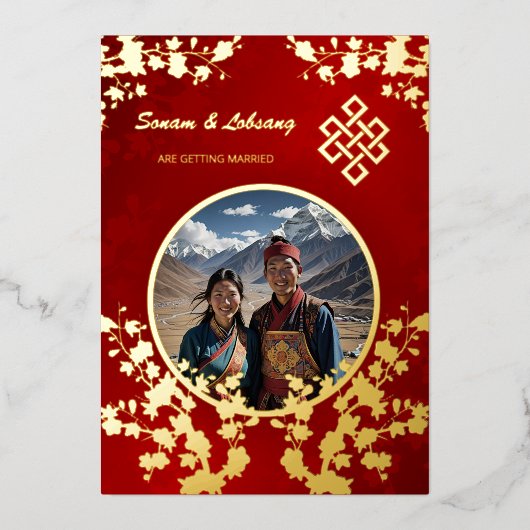 Invitation En Aluminium Photo Cherry Blossom Mariage tibétain (Recto)
