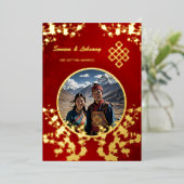 Invitation En Aluminium Photo Cherry Blossom Mariage tibétain (Debout devant)