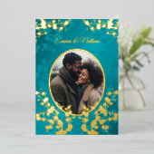 Invitation En Aluminium Photo Cherry Blossom Mariage Turquoise (Debout devant)