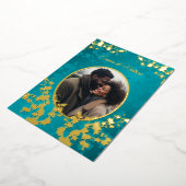 Invitation En Aluminium Photo Cherry Blossom Mariage Turquoise (Rotation)