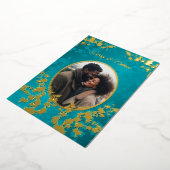 Invitation En Aluminium Photo Cherry Blossom Mariage Turquoise (Rotation)