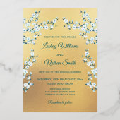 Invitation En Aluminium Photo Cherry Blossom Mariage Turquoise (Verso)