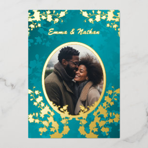 Invitation En Aluminium Photo Cherry Blossom Mariage Turquoise