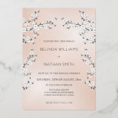 Invitation En Aluminium Photo Cherry Blossom  Rose Gold White (Verso)
