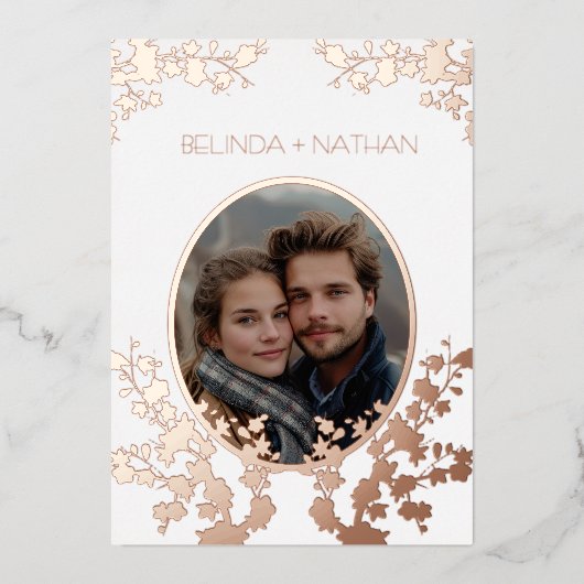 Invitation En Aluminium Photo Cherry Blossom  Rose Gold White (Recto)