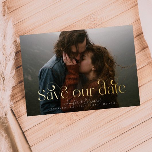 Invitation En Aluminium Photo Chic Sauvez Notre Date