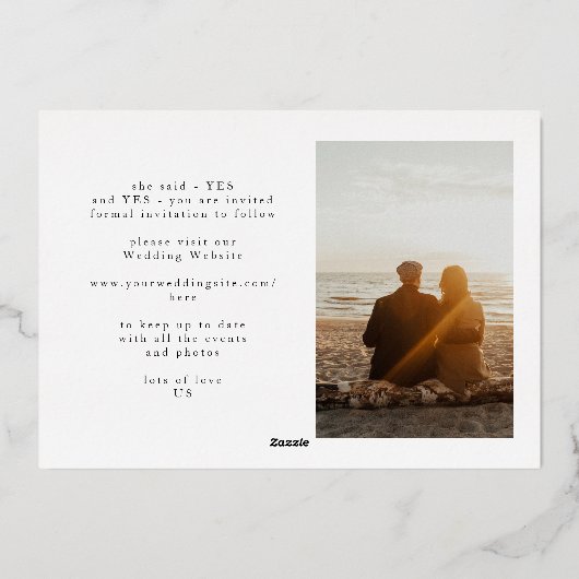 Invitation En Aluminium Photo Classique Le Rose Mariage Gold Enregistrer L (Verso)