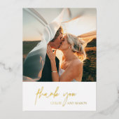 Invitation En Aluminium Photo classique Merci de mariage élégant (Recto)