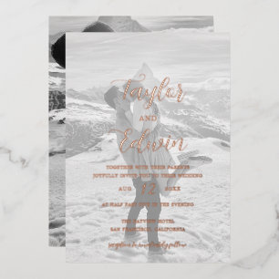 Invitation En Aluminium Photo contemporaine simple Mariage moderne Rose or