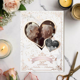 Invitation En Aluminium Photo d'anniversaire rose gold de l'époque et d'au