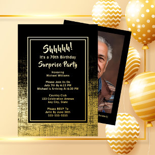 Invitation En Aluminium Photo de 70 ans d'anniversaire surprise au dos Noi