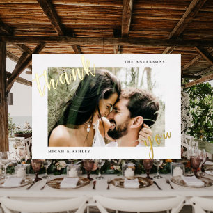 Invitation En Aluminium Photo de couple Mariage Merci Or Vierge
