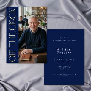 Invitation En Aluminium Photo de fête de retraite bleu moderne hors horair