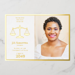 Invitation En Aluminium Photo de fin d'études en droit Juris Doctor JD LLD