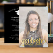 Invitation En Aluminium Photo de fin d'études - Script rustique avec Grad 