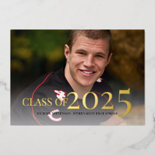 Invitation En Aluminium Photo de la promotion 2023 avec feuille d'or