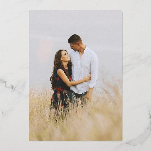 Invitation En Aluminium Photo de mariage champêtre en bois rustique (Verso)