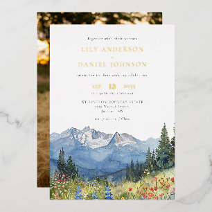 Invitation En Aluminium Photo de mariage de fleurs sauvages de montagne à