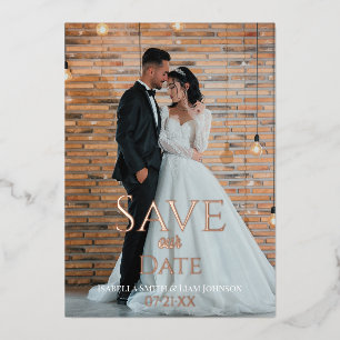 Invitation En Aluminium Photo de mariage de type cuivre intemporel Enregis
