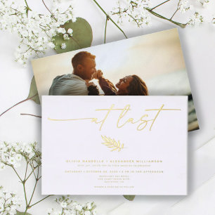 Invitation En Aluminium Photo de mariage minimaliste réaliste