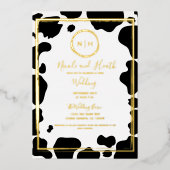 Invitation En Aluminium Photo de mariage moderne à bordure imprimée vache  (Recto)