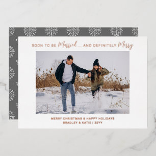 Invitation En Aluminium Photo de Noël engagé avec feuille d'or rose