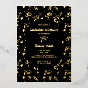 Invitation En Aluminium Photo de remise de diplôme de Doodle moderne