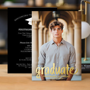Invitation En Aluminium Photo de remise de diplômes - Écriture rustique av
