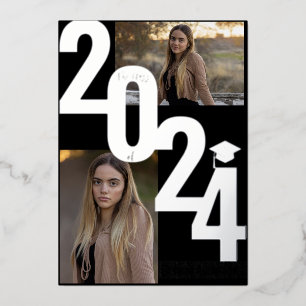 Invitation En Aluminium Photo de remise des diplômes en métal argenté véri