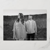 Invitation En Aluminium Photo de script décontracté Enregistrer la date (Recto)