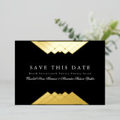 Invitation En Aluminium Photo Deco Black Geometry Gold Enregistrer la date (Debout devant)
