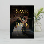 Invitation En Aluminium Photo défraîchi noir Mariage élégant Enregistrer l (Debout devant)