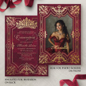 Invitation En Aluminium Photo Elegant Red Crown Tiara Royal Quinceanera