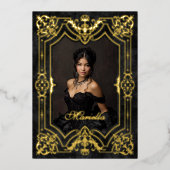 Invitation En Aluminium Photo Elégante Couronne Noire Tiara Royal Quincean (Recto)