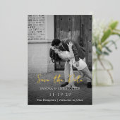 Invitation En Aluminium Photo élégante Simple mariage moderne Enregistrer (Debout devant)