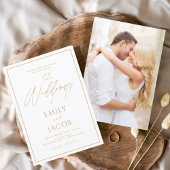 Invitation En Aluminium Photo en or blanc Mariage photo moderne