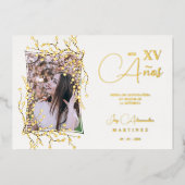 Invitation En Aluminium Photo espagnole Luxe tendance cerise en fleurs VX (Recto)