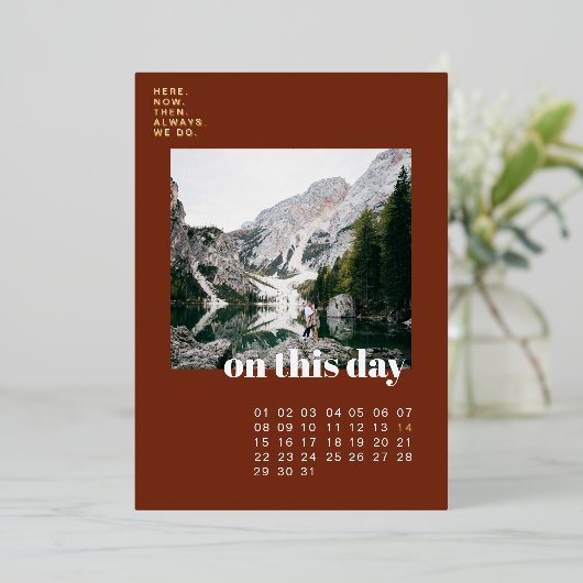 Invitation En Aluminium Photo et calendrier | Typographie simple Enregistr (Debout devant)